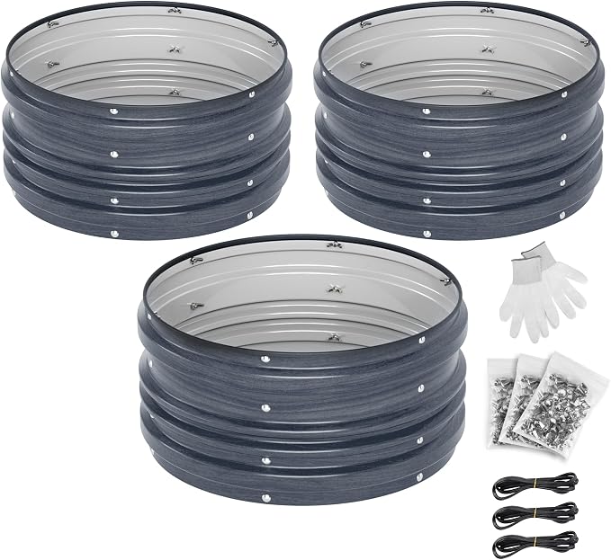 WORKPRO 3Pcs 2x2x1ft Galvanized Raised Garden Bed Set, Rust & Corrosion Protection, Easy Assembly, Safe Edge, Ideal for Vegetables & Flowers, Dark Gray