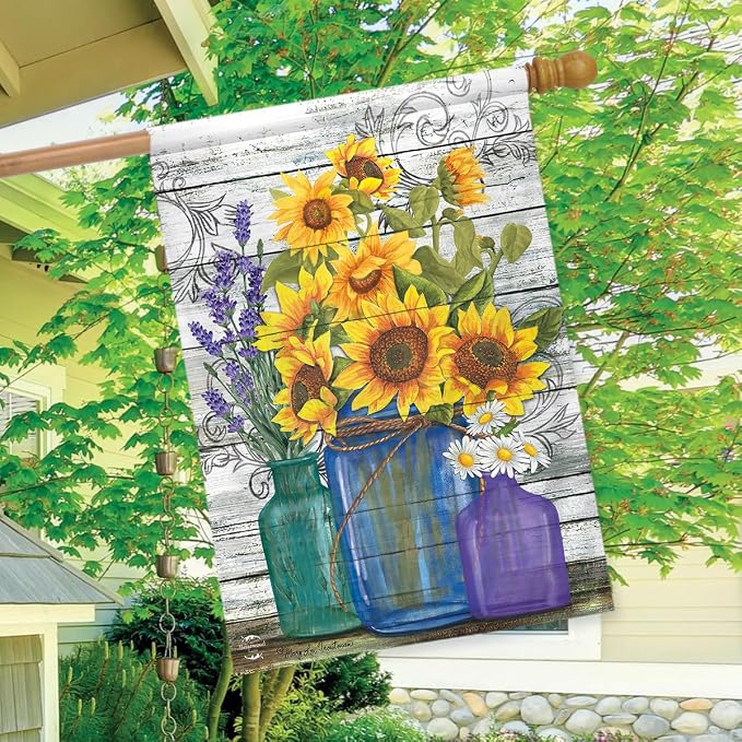 Briarwood Lane Rustic Sunflowers Summer House Flag