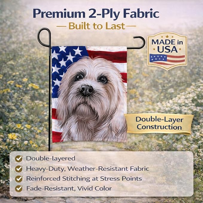 Caroline's Treasures CK6501GF Dandie Dinmont Terrier American Flag Garden Flag Mailbox Flag Decorative Yard Flag Banner Outside Patio Artwork Yard Flower Beds, Garden Size, Multicolor