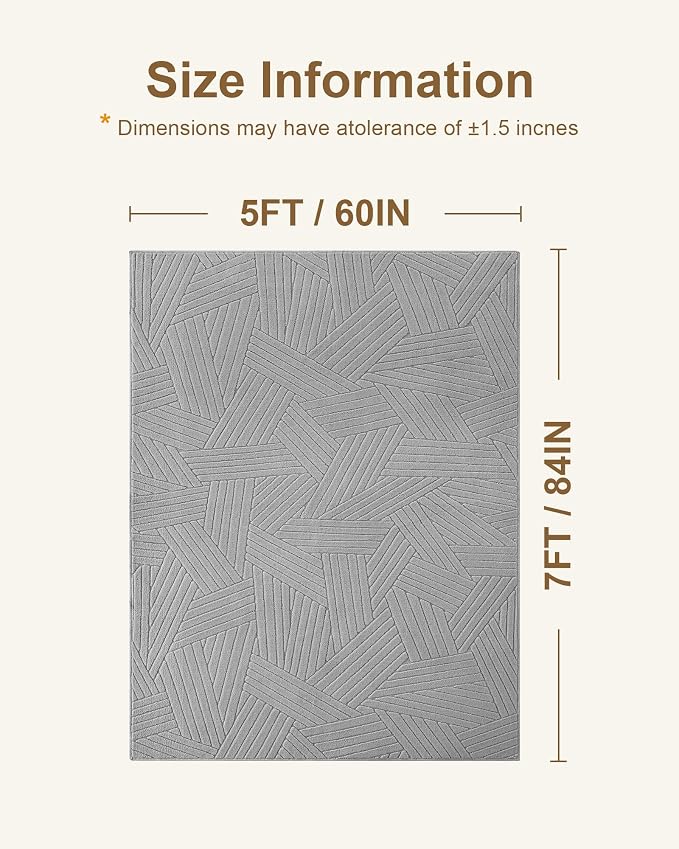 Carvapet 5x7 Area Rug Grey Modern Swirl Pattern Washable Carpet | Soft plush washable carpet with 3D high low pile texture and skid resistant backing for living rooms and bedrooms