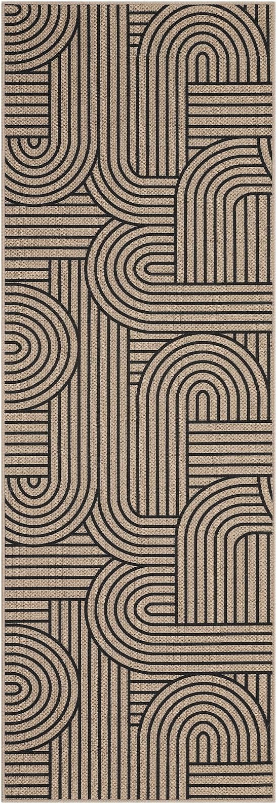 GarveeHome Easy Jute 2x8 Runner Rugs Modern Rainbow Rug for Hallway Kitchen Non Slip Indoor Outdoor Runner Door Mat for Laundry Porch Bathroom
