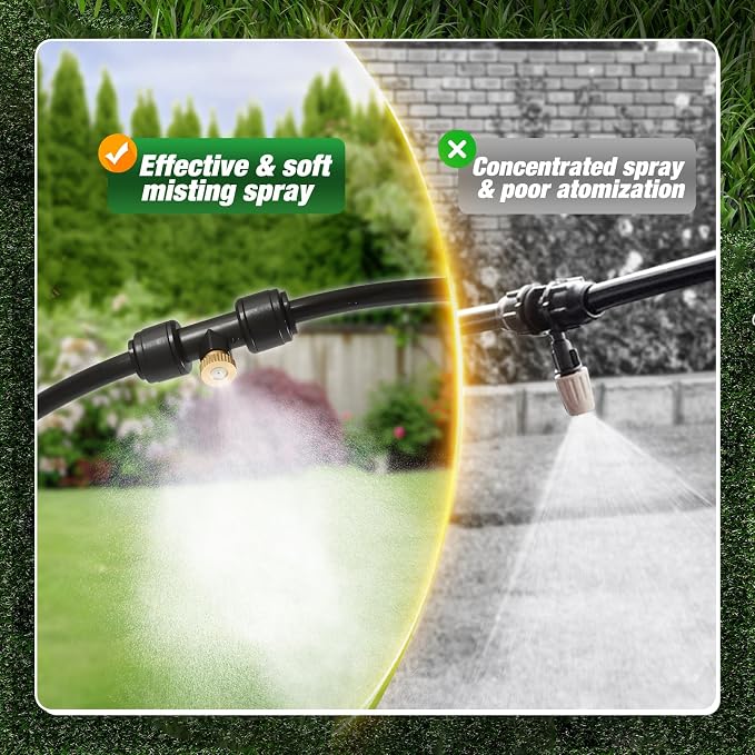 Joyhalo Misters for Outside Patio, Garden Misting System for Cooling Outdoor,50FT Misting Line,17 Mist Nozzles,Water Filter,Brass Adapter(3/4"), Outdoor Misters for Patio, Garden and Greenhouse