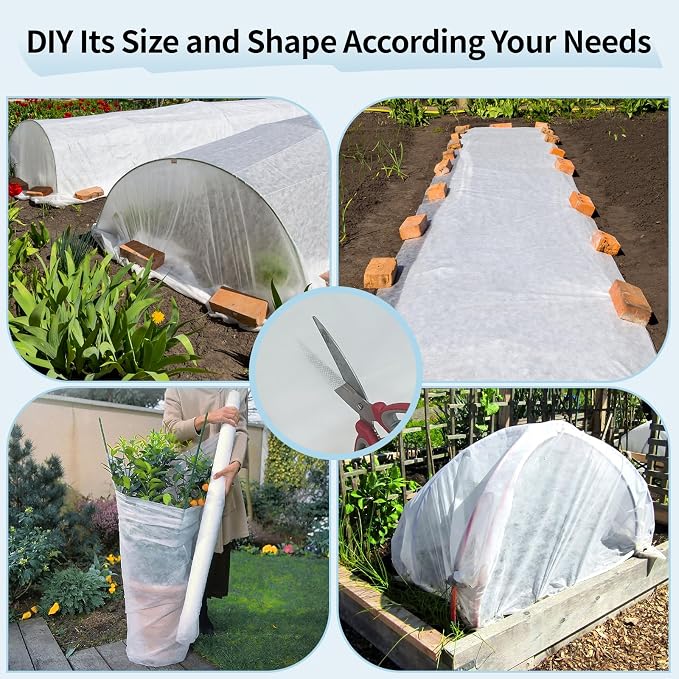 Insoma 1.1oz/yd Plant Covers Freeze Protection,8 * 24ft Floating Row Cover for Garden, Frost Plant Blanket for Winter Frost/Sun Pest Protection