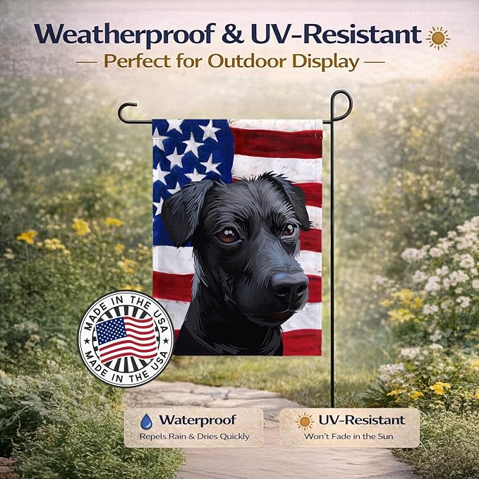 Caroline's Treasures CK6638GF Patterdale Terrier Dog American Flag Garden Flag Mailbox Flag Decorative Yard Flag Banner Outside Patio Artwork Yard Flower Beds, Garden Size, Multicolor