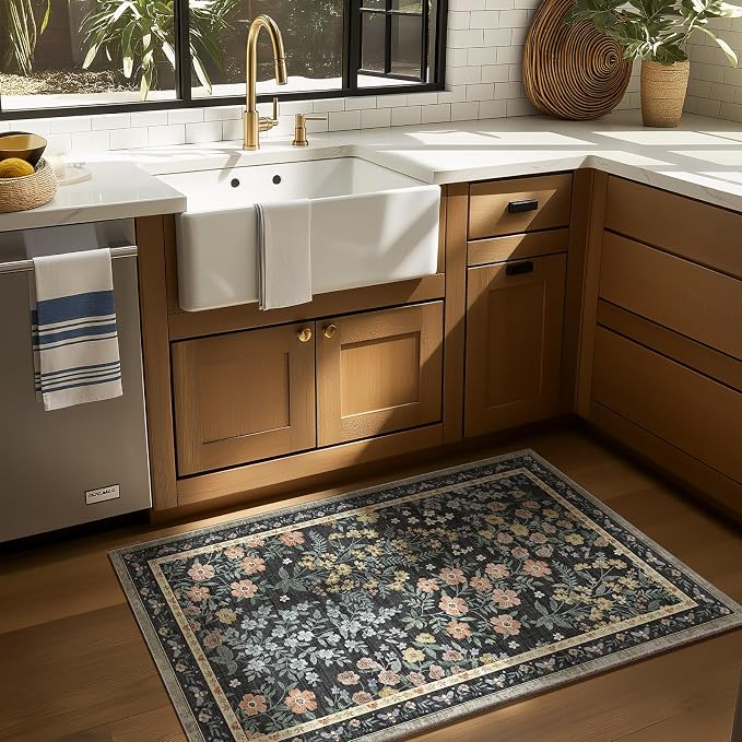 Machine Washable Small Rugs for Entryway: Door Mat Indoor Entrance 2x3 Rug Boho Throw Rug Non-Slip Low Pile Kitchen Rug for Front Door Indoor Entrance Entry Kitchen Bedside Kids Room