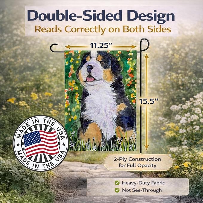 Caroline's Treasures SS8955GF Bernese Mountain Dog Garden Flag Mailbox Flag Decorative Yard Flag Banner Outside Patio Artwork Yard Flower Beds, Garden Size, Multicolor