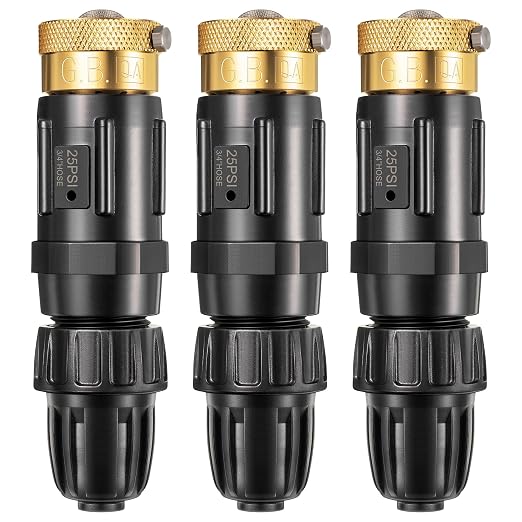 Feekoon 3 Set 25 Psi Drip Irrigation Faucet Adapter Kit 1/2'' Irrigation Tubing to 3/4'' Faucet Water Pressure Regulator Backflow Preventer with Filter, Drip System Parts