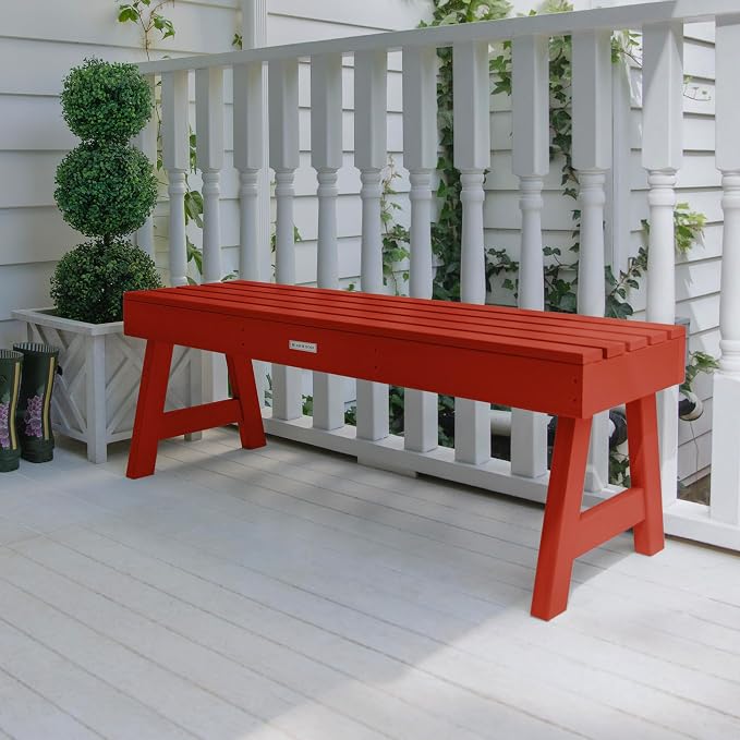 Highwood Weatherly Backless Bench, 4 Feet, Rustic Red
