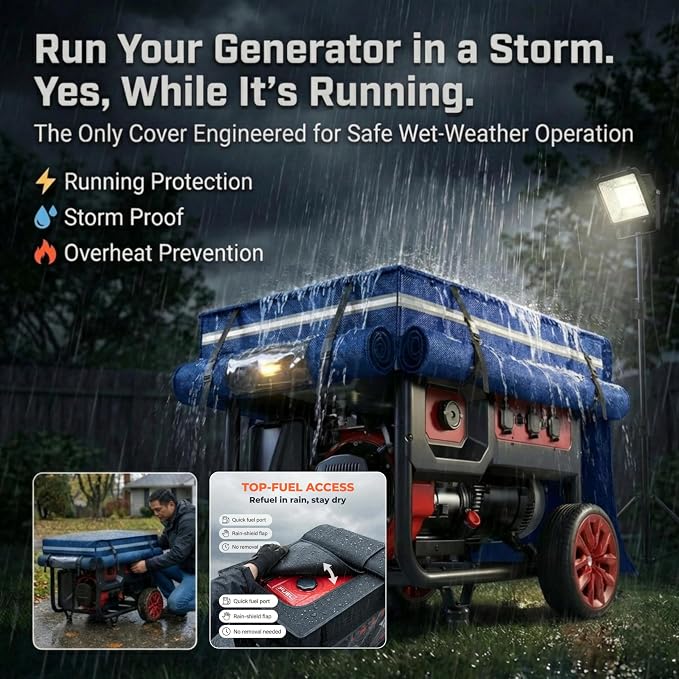 Generator Covers While Running, 38X28X27 inches, Top Can Be Opened for Refueling, Heavy Duty Waterproof Generator Covers, Made of Double-Layer Material, for 12000W+ Frame Type Generators