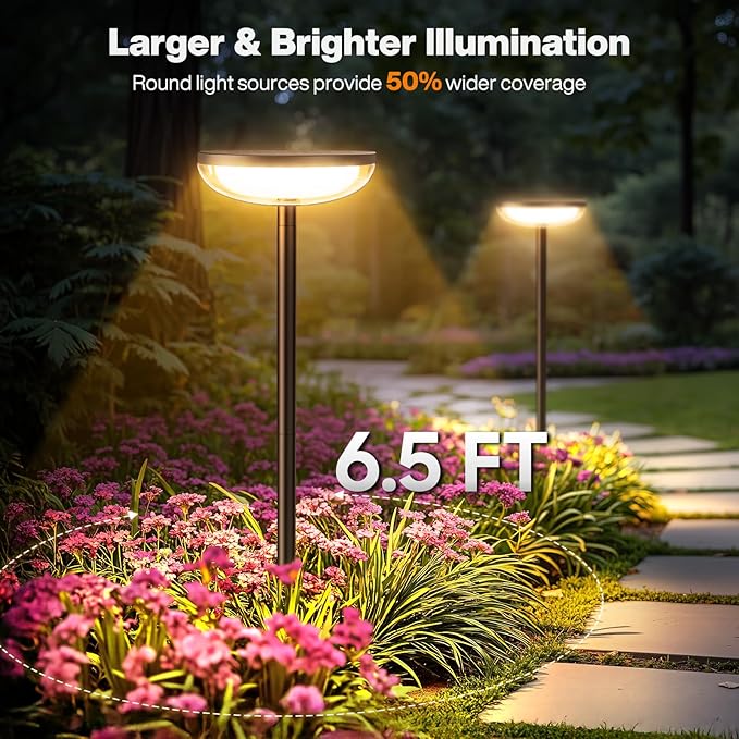 ELECLINK Solar Pathway Lights Outdoor, 2 Pack Tall Solar Garden Lights Outdoor Waterproof for Yard Flower Bed Patio Path Walkway Driveway Outside Decor Landscape Lighting