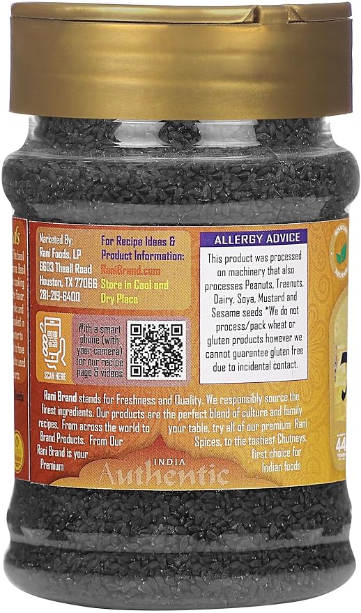 Rani Tukmaria (Natural Holy Basil Seeds) 4.94oz (140g) PET Jar Used for Falooda / Sabja Dessert, Spice & Ayurveda Herbal ~ Gluten Friendly | NON-GMO | Kosher | Vegan | Indian Origin