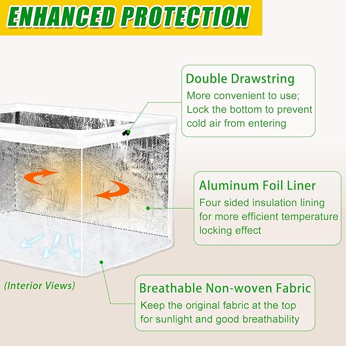 Frost Cloth Plant Freeze Protection, 4.6x2.3 FT Raised Bed Cover for Winter | Rectangular Plant Covers Freeze Protection with Insulated Liner, Frost Cloth Blanket for Outdoor Plants Raised Garden Beds