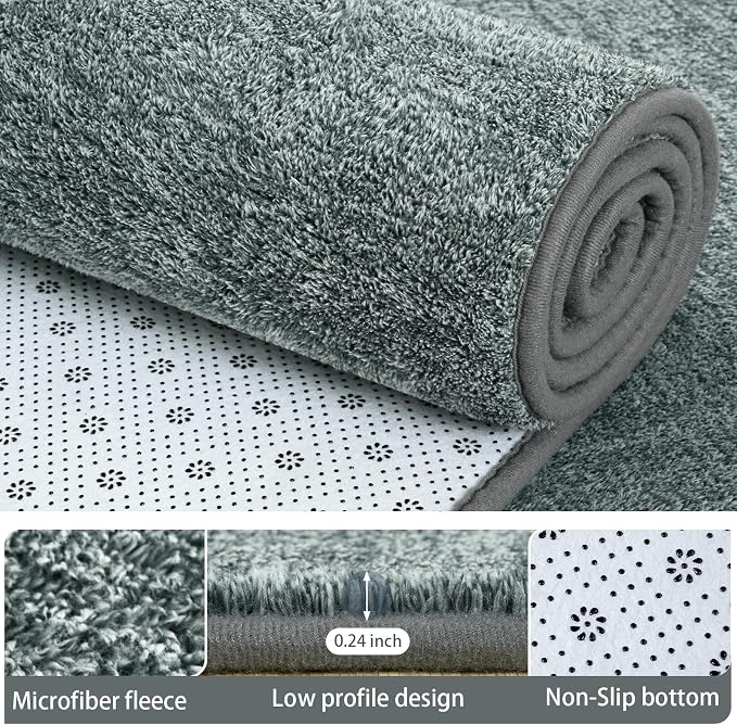 AROGAN 6x9 Area Rugs for Living Room Non Slip Bedroom Rug, Grey & Green | Modern Area Rugs with Soft Memory Foam, Minimalist Washable Indoor Floor Carpet for Dorm Dining Room Office Kids Playroom