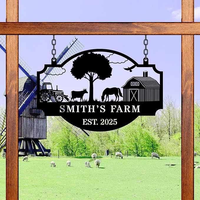 Personalized Metal Farm Hanging Sign, Outdoor Farmhouse Decor, Custom Your Large Farm Sign, Barn Sign, Farm Gate Sign, Farm Sign with all farm Pets