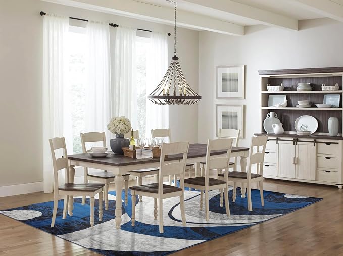 Yafa Home Fashion Modern Contemporary Swirls Design Area Rug, Luxurious, Elegant, and Fashionable Area Rug (Navy, 4 ft X 5 ft)