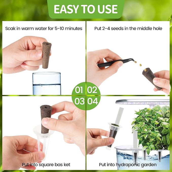 30 Pack Grow Sponges, Replacement Root Growth Sponges Seed Pods Compatible with AeroGarden, Seedling Starter Kit for Hydroponic Indoor Garden System