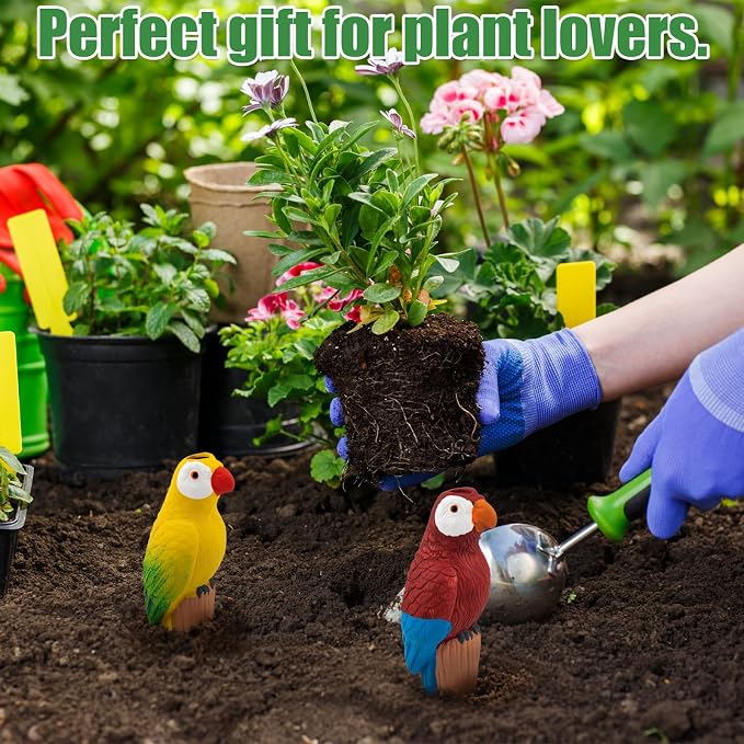 4 Pack Terracotta Watering Spikes, Self Watering Globes, Handmade Parrot Plant Watering Bulbs, Automatic Watering Devices for Indoor Outdoor Garden Vacation