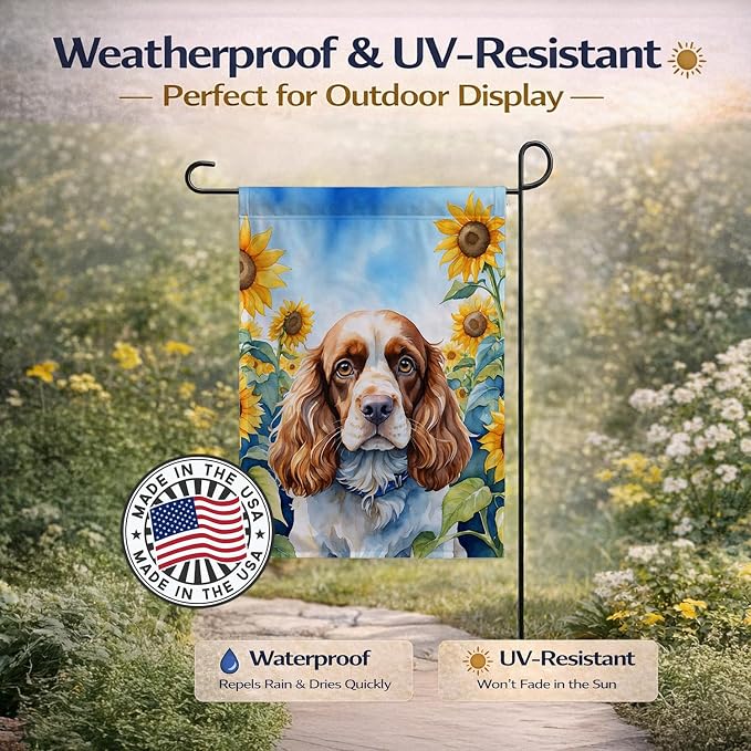 Caroline's Treasures DAC6058GF Cocker Spaniel in Sunflowers Garden Flag Mailbox Flag Decorative Yard Flag Banner Outside Patio Artwork Yard Flower Beds, Garden Size, Multicolor