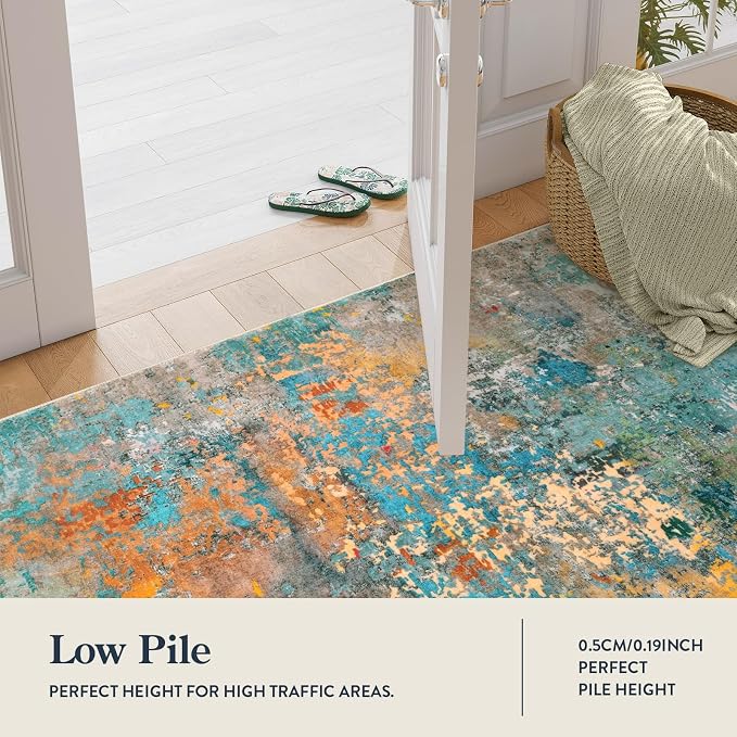 Lahome Modern Abstract Living Room Rug, Washable 8x10 Area Rugs for Bedroom Stain Resistant Non Slip, Large Colorful Soft Indoor Carpet for Dining Room Table Home Office Decor