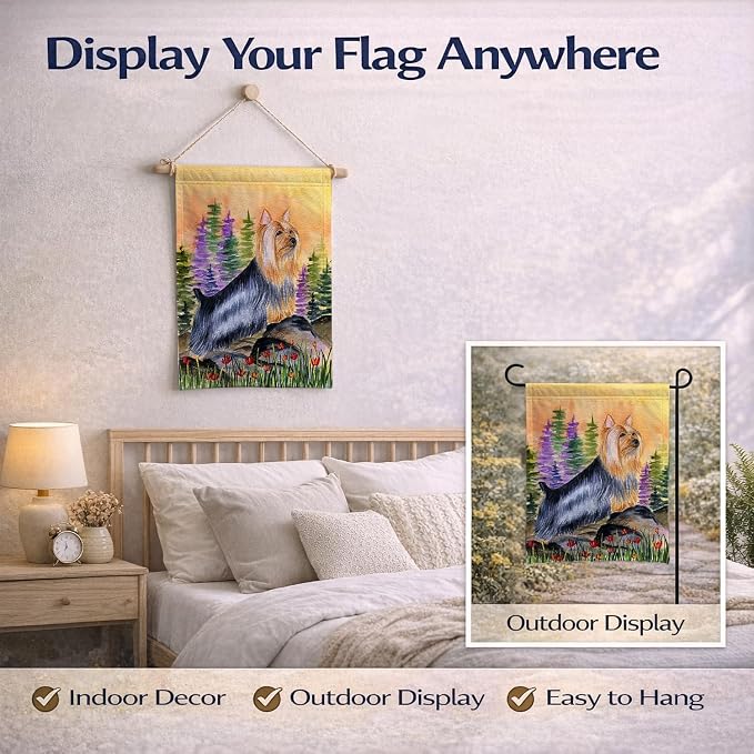 Caroline's Treasures SS8262GF Silky Terrier Garden Flag Mailbox Flag Decorative Yard Flag Banner Outside Patio Artwork Yard Flower Beds, Garden Size, Multicolor