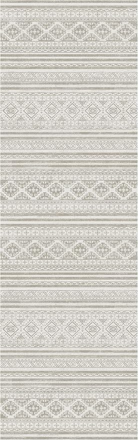 Washable Area Rugs 2'6'' x 8' - 1/6 Thick - Moroccan-Inspired -Stain & Water Resistant Non-Slip - Resistant Rug for Living Room, Bedroom, Nursery, Pet & Child Friendly (Grey)