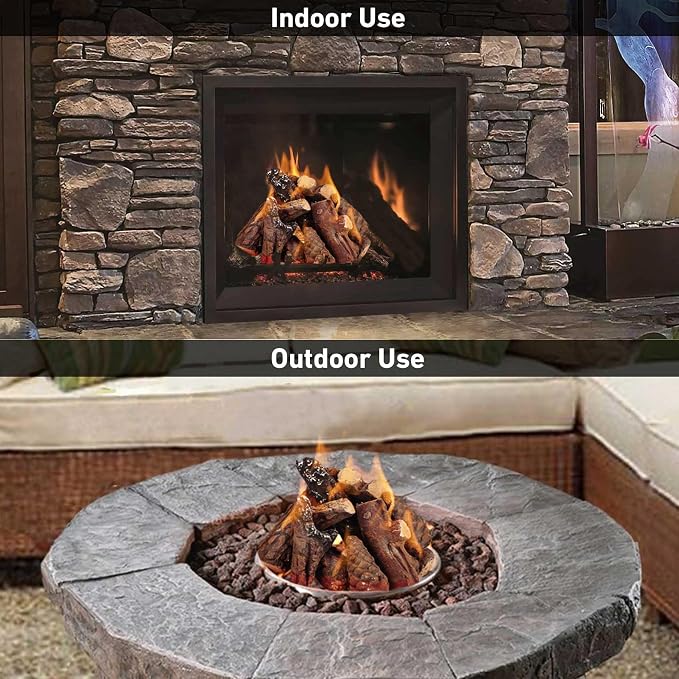 Stanbroil Small Ceramic Gas Logs, 10 Piece Set of Decoration Ceramic Fiber Wood Logs for All Types of Ventless, Gel, Ethanol, Electric, Gas Inserts, Propane, Indoor or Outdoor Fireplaces & Fire Pits