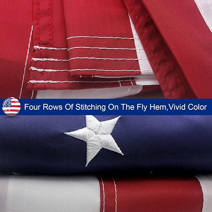 8x12 FT American Flag for Outside, 210D Polyester US Flag with Embroidered Stars Sewn Stripes, Fade UV Weather Resistant Double Sided for Garden High Winds Areas