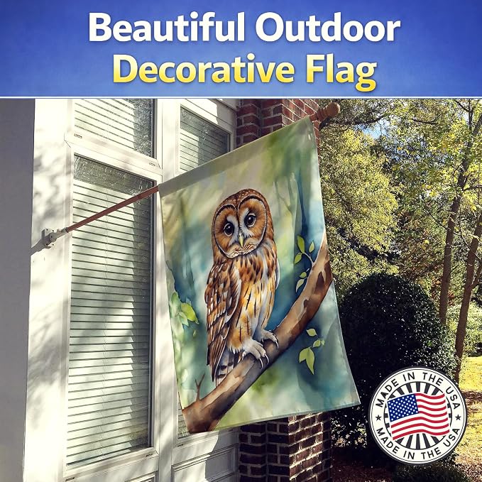 Caroline's Treasures Tawny Owl House Flag Large Porch Sleeve Pole Decorative Outside Yard Banner Artwork Wall Hanging, Polyester, House Size, Multicolor