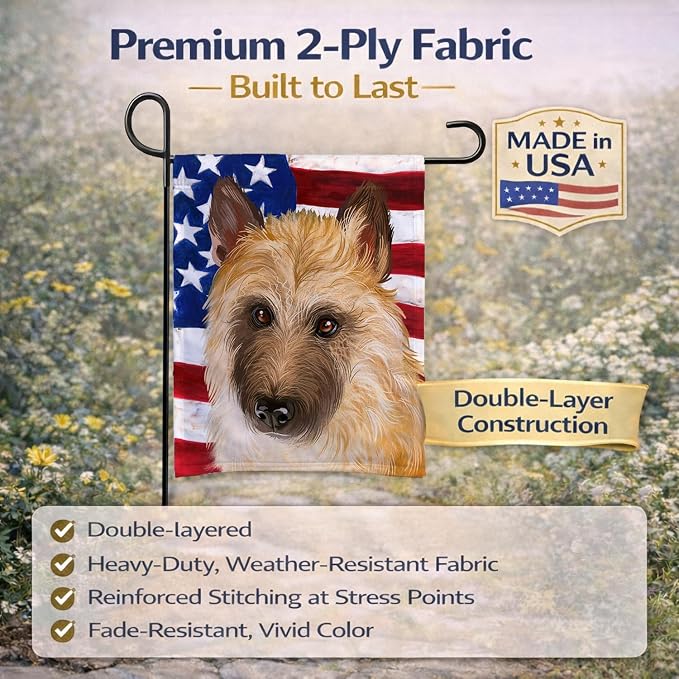 Caroline's Treasures CK6427GF Belgian Laekenois American Flag Garden Flag Mailbox Flag Decorative Yard Flag Banner Outside Patio Artwork Yard Flower Beds, Garden Size, Multicolor