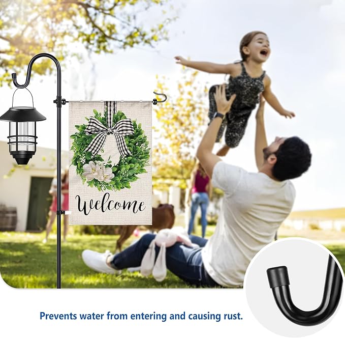 Ottsuls Garden Flag Stand, Heavy Duty Flag Pole Holder with Shepherd Hook for Yard Decoration, 45 INCH Sturdy Yard Flag Post Stake Outdoor Garden Flag Holder for 14''x20'' Flags (Without Flag)