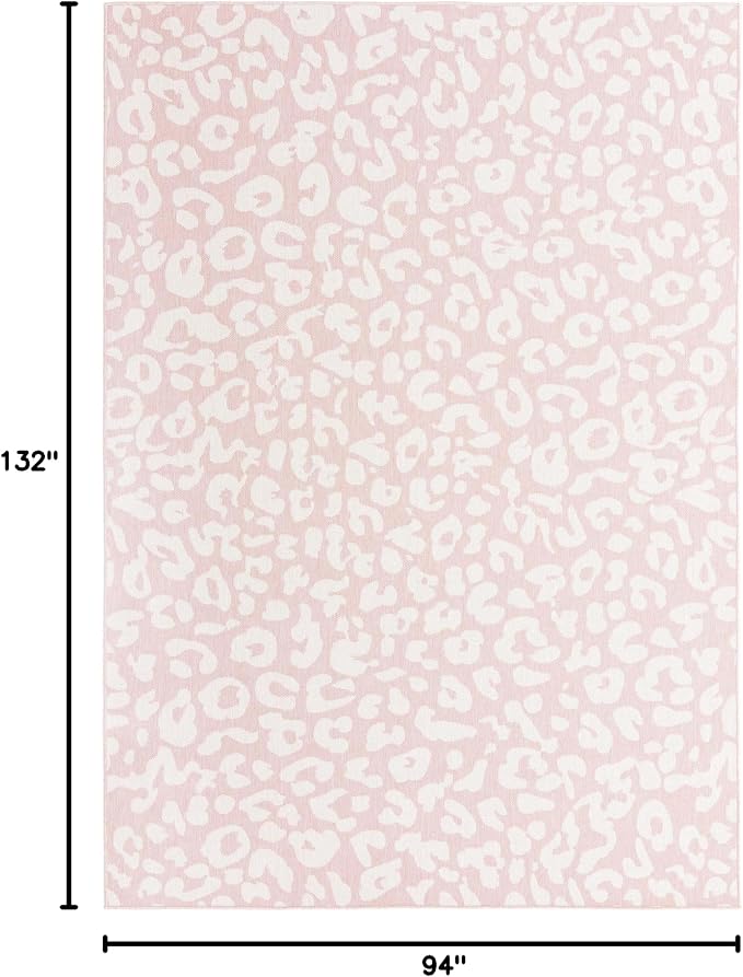 Unique Loom Outdoor Safari Collection Area Rug - Leopard (7' 10" x 11' Rectangle, Pink Ivory/ Ivory)