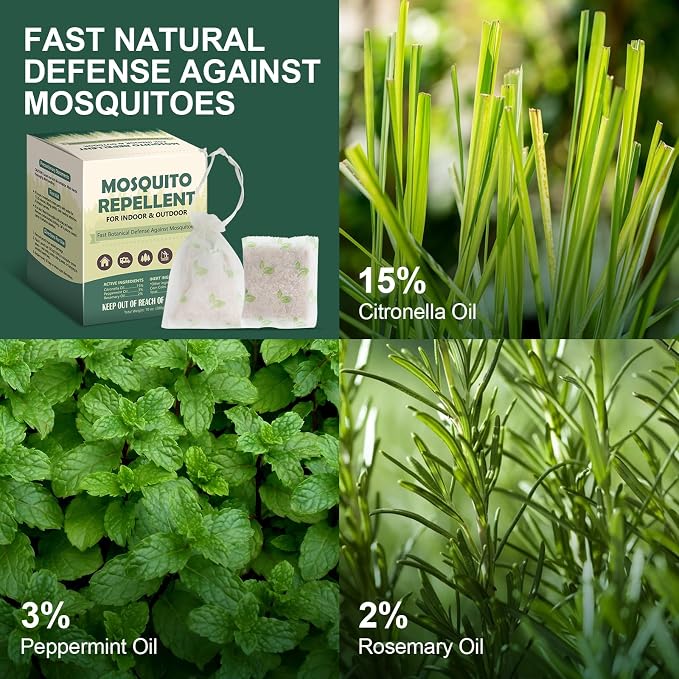 Mosquito Repellent Pouches 12 Pack, Mosquito Control Indoor Outdoor, Mosquito Repellent for Patio, Mosquito Deterrent for Yard Home Fishing Camping | Indoor Outdoor, For Patio, For Yard Home, For Fishing Camping