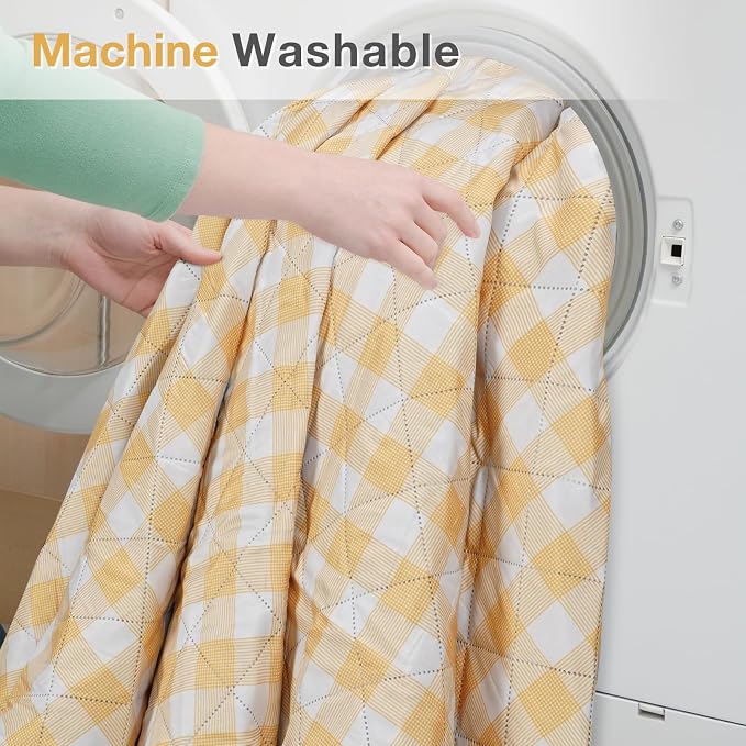WILLOW WEAVE Picnic Blanket, 80''x80'' Waterproof Outdoor Blankets, Picnic Mat Washable for Beach, Picnic Blankets for Camping on Grass with Shoulder Strap - Yellow & White
