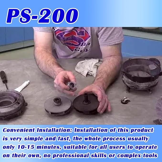 PS-200 5/8" Shaft Seal & O-Ring Rebuild Kit,Compatible with AquaFlo, Flo-Master XP2 XP2E Series Pool Pump， Includes Volute O-Ring, Union O-Ring, Drain Plug O-Ring and PS-200 Shaft Seal