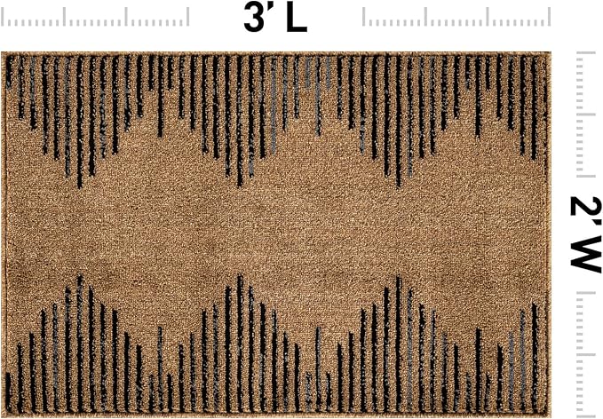 Rugshop Bohemian Stripe Stain Resistant High Traffic Area Rug Jute 2' x 3' | Rectangular, Size 2' x 3', Living Room, Bedroom, Dining Room, Home Office, Kitchen, Entryway, Hallway, Nursery, Kids Room