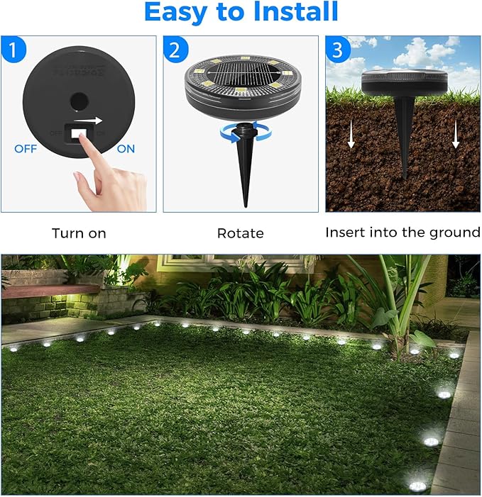 Peasur Mini Solar Ground Lights, 16 Pack Flat Solar Disc Lights Outdoor Waterproof, 2.3 Inch Small Solar Garden Lights Landscape Lighting for Outside Pathway Garden Yard Lawn Walkway,Cool White