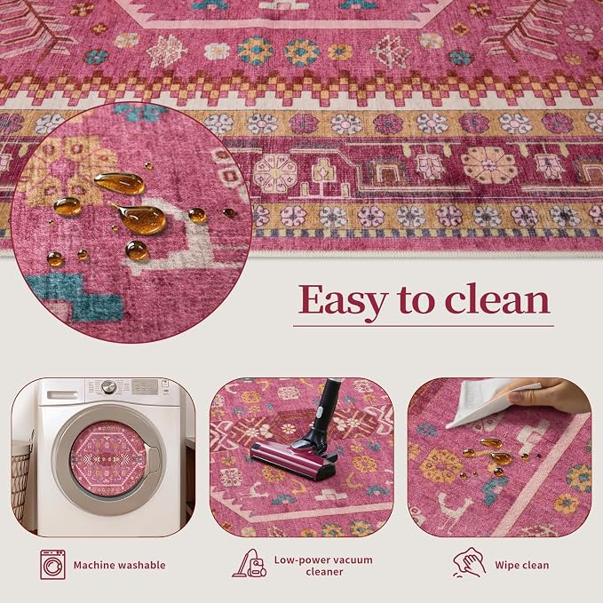 Ciicool Long Washable Runners Area Rug for Hallways,Ultra Soft 2x8ft Carpet | Oriental Non-Slip Thin Indoor Mat Vintage Entry Rugs for Kitchen Entryway Bedroom Bedside Living Room Laundry Bathroom Decor