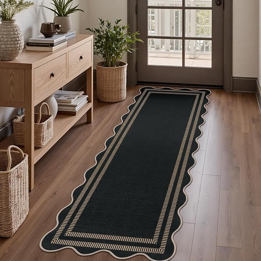 Modern Hallway Runner Rug, 2x6 Washable Easy Jute Rugs for Entryway Kitchen Farmhouse Indoor Outdoor Carpet, Non Slip Runner for Bedroom Porch Laundry