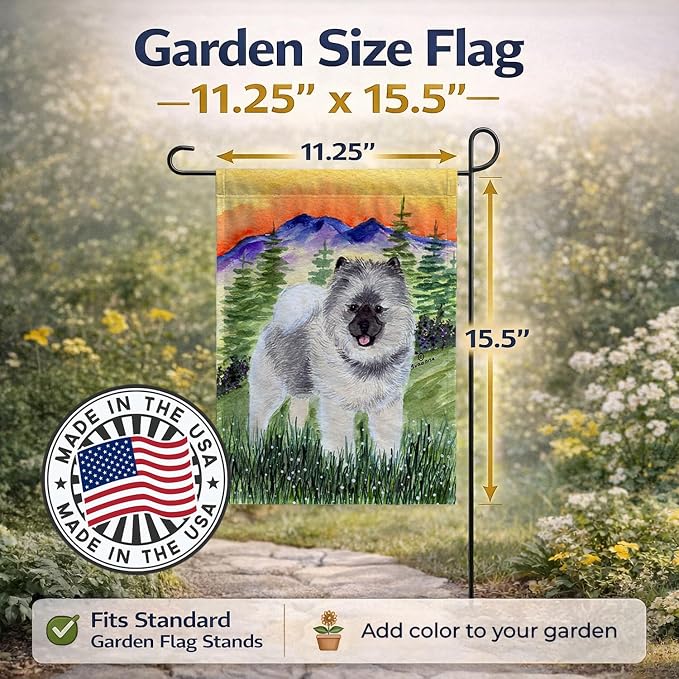 Caroline's Treasures SS8192GF Keeshond Garden Flag Mailbox Flag Decorative Yard Flag Banner Outside Patio Artwork Yard Flower Beds, Garden Size, Multicolor