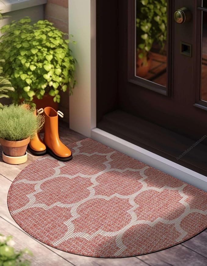 Unique Loom Outdoor Trellis Collection Area Rug (3' 1" x 6' 1" Hearth Rust Red/Ivory)