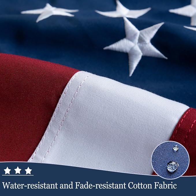 JRED Cotton American Flags for Outside 16x24 Inch US Flag Heavy Duty Outdoor USA Fade Resistant Embroidered Stars, Brass Grommets, Celebrating the 250th Anniversary of USA