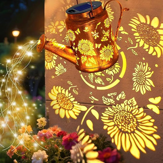 Big Solar Lanterns Outdoor Waterproof, Gift for Mom Grandma Women Wife Daughter Mother's Day, Sunflower Watering Can Light with Shepherd Hook, Hanging Lantern Solar Path Light, Yard Patio Garden Decor