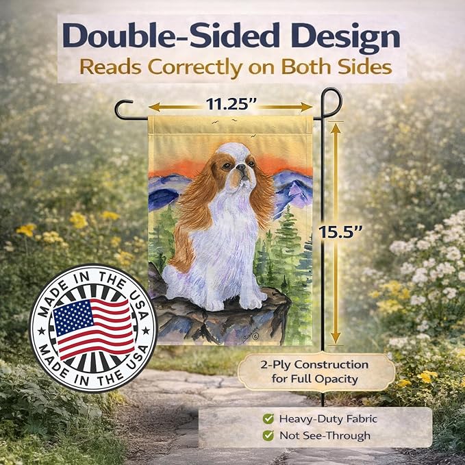 Caroline's Treasures SS8311GF English Toy Spaniel Garden Flag Mailbox Flag Decorative Yard Flag Banner Outside Patio Artwork Yard Flower Beds, Garden Size, Multicolor