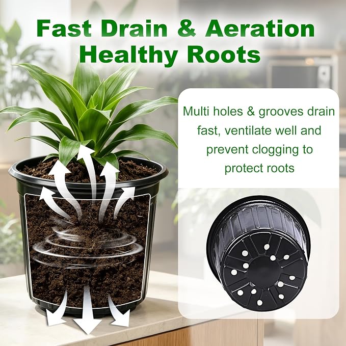 JERIA 30-Pack 3 Gallon Flexible Plant Nursery Pots,Thickened Soft Plastic Seedling Pots,Seed Starting Pot Flower Plant Container for Succulents，Seedlings
