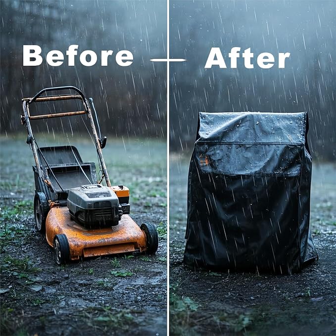 Lawn Mower Cover, Cordless Lawn Mower Storage Cover, Waterproof & Dustrproof, Lawn Mower Accessories, Fits 20-21 in Folding Electric Lawn Mower – All-Weather Protection. (Cover only)