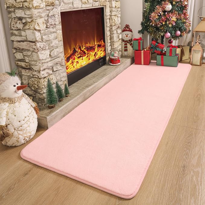 Amearea Modern Soft Hallway Runner Rug, 2x8 Feet Long Runners for Hallways | Washable Runner Rugs, Non Slip Memory Foam Rug Pink Runner Rugs Carpet for Entrance Kitchen Kids Room Decor