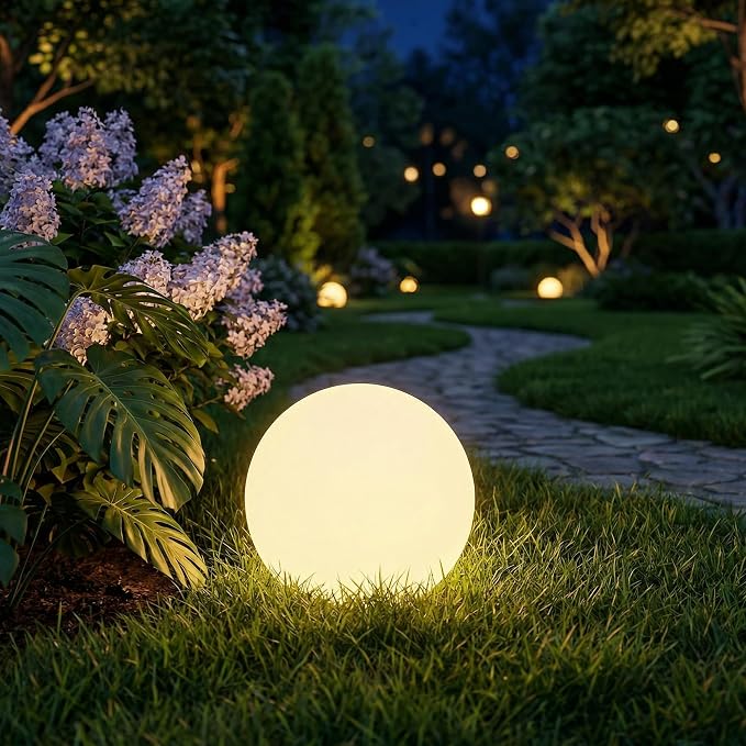 8 Inch Solar Globe Lights Outdoor Waterproof, LED Solar Ball Light Outdoor 16 RGB Colors 4 Modes with Remote Control, Solar Shpere Lamp Orb Light for Patio,Garden,Yard,Beach,Pathway