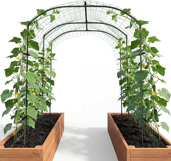 DoCred Tall Garden Arch Trellis for Climbing Plants, 87in Tall Metal Plant Support Trellis Archway for Climbing Vine Vegetable/Fruit/Flower Outdoor Yard Lawn Garden Arch Tunnel Trellis