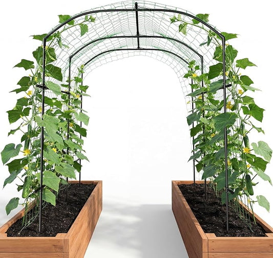 DoCred Tall Garden Arch Trellis for Climbing Plants, 87in Tall Metal Plant Support Trellis Archway for Climbing Vine Vegetable/Fruit/Flower Outdoor Yard Lawn Garden Arch Tunnel Trellis
