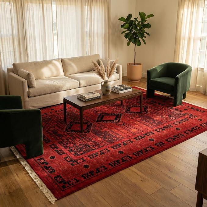 Unique Loom Tekke Collection Area Rug - Sheibani (10' x 13' Rectangle, Red/ Black)